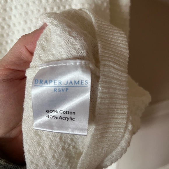 Draper James RSVP textured button front cardigan, white, size L, EUC - Picture 4 of 6